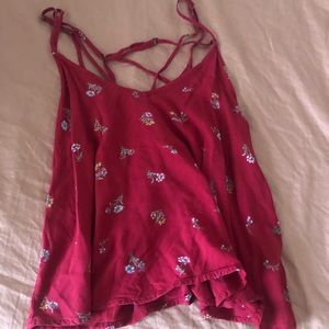 Hollister red flower tank top